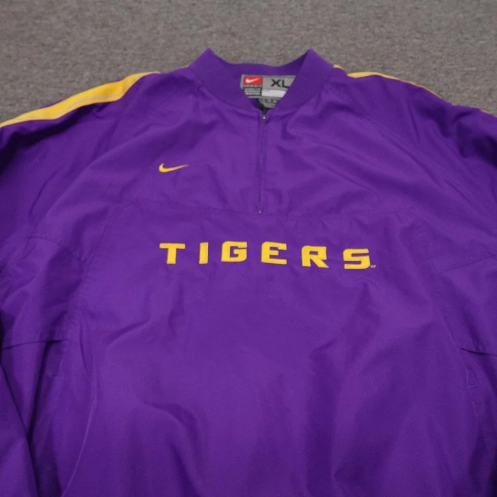 Vintage LSU Tigers Jacket XL Purple NCAA Football Nike Quarter Zip Swoosh Y2K